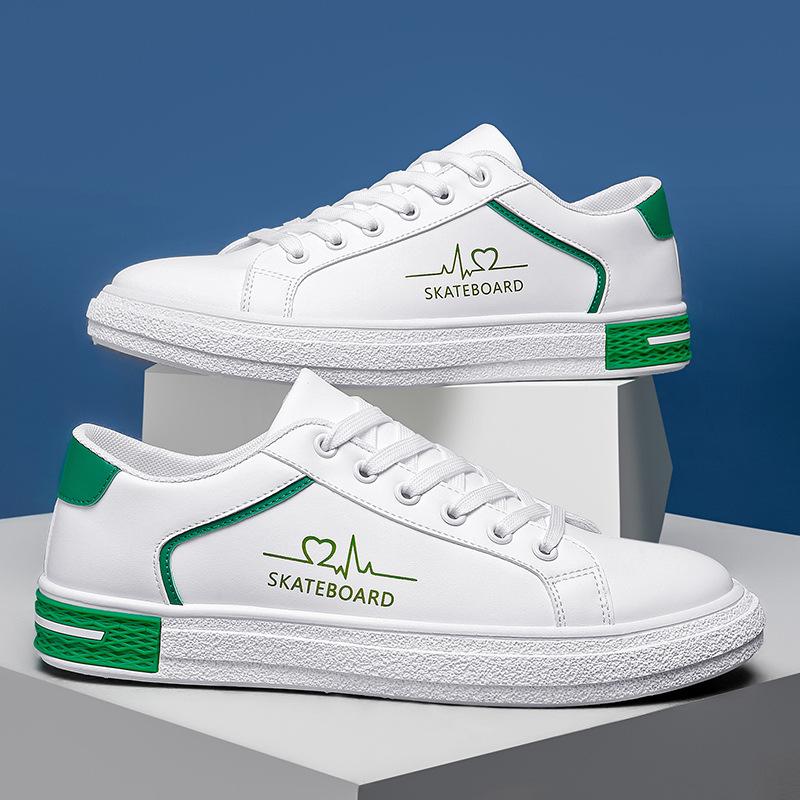 

Зеленые белые туфли для мальчиков, бренд Tide, весенние новые кожаные туфли для скейтбординга, модная мягкая подошва, повседневная спортивная обувь 39