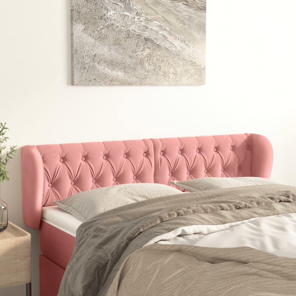 Headboard with Ears Pink 163 X 23 X 78 88 Cm Velvet
