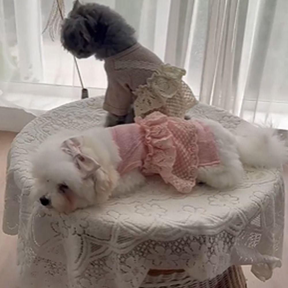 Waffle Lace Dog Pajamas Lace Camisole Cat Clothes Pet Supplies Pet Spring Summer Jumpsuit  Puppy
