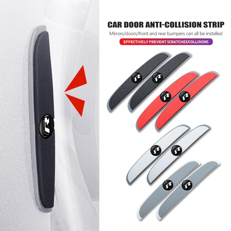 DIG1 4 Pieces Anti-collision Strip Protective Stickers With Car Logo For Volkswagen VW Tiguan CC Jetta Polo Golf 4 5 6 Passat B5 B6