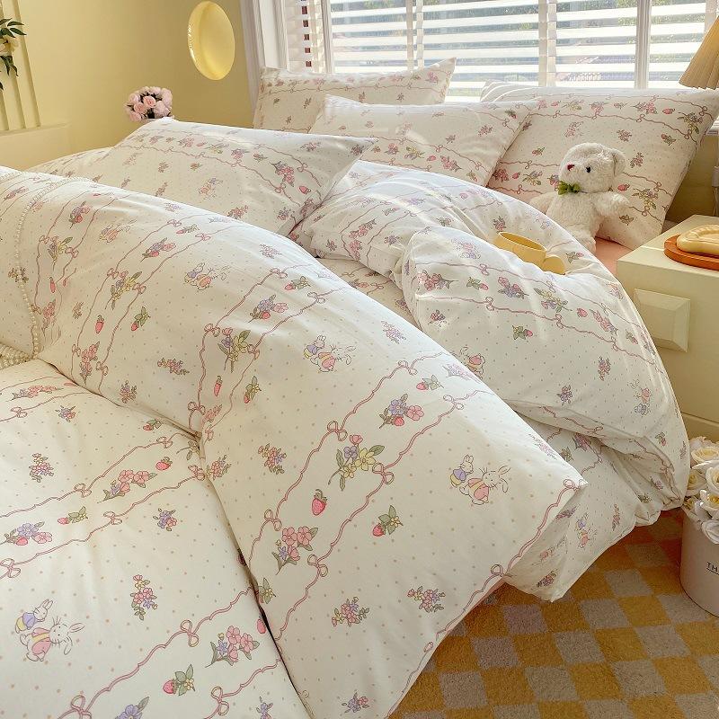 Home Textiles 60 Long-Staple Cotton Pure Cotton 4Pcs Set Cotton Bed Sheet Quilt Cover 3Pcs Set Bed Hat Class A Maternal And Infant Grade