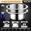 Extra Thick 304 Stainless Steel Round Deep Basin with Colander Set