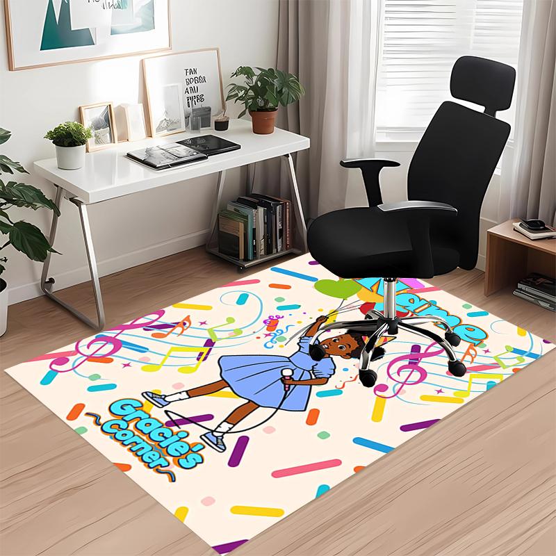 Custom Name Gracie's Corner Printed Carpet, for Office Chair Living Room Bedroom Kitchen Room Decor Gifts.