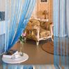 100x200cm Romantic Decoration Curtains Shiny Silvery Line String Tassel Sheer Curtain for Home Living Room Bedroom,1PC