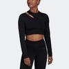 Adidas Pure Color Sports Fitness Long Sleeve T-Shirt Women Tops Black HM3179