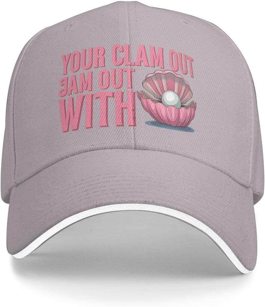 Jam Out With Your Clam Out Funny Pearl Clam Graphic Baseball Cap Unisex Polyester Outdoor Cap