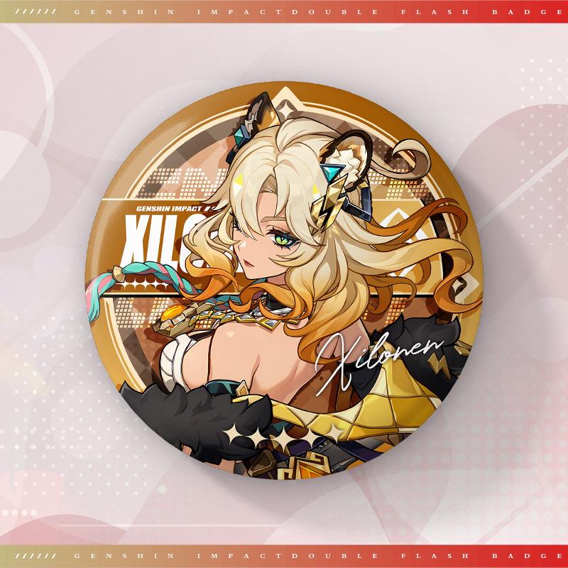 75MM Game Genshin Impact-3 Round Badge Anime Brooch Pin Cosplay Hu Tao Cartoon Figure Clothing Backpack Accessories Fans Gifts