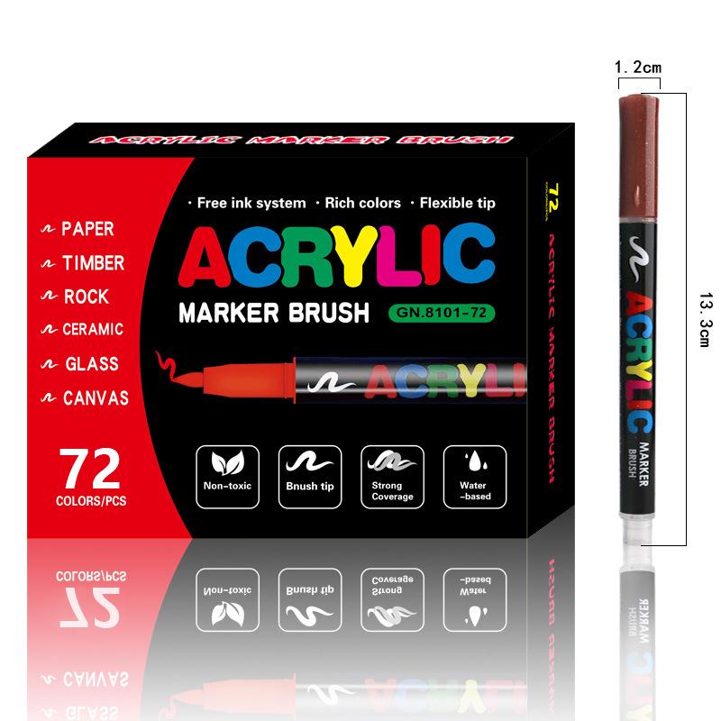 8101 Akrylové popisovače s měkkým hrotem - 12/24 barev pro studentské umění, DIY a graffiti projekty
