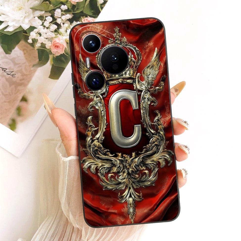 For Huawei Pura 70 Clear Case Aesthetic Luxury Crown Fashion A-Z Letters 2D Painted Soft Casing For Huawei ADY-LX9 ADY-AL00