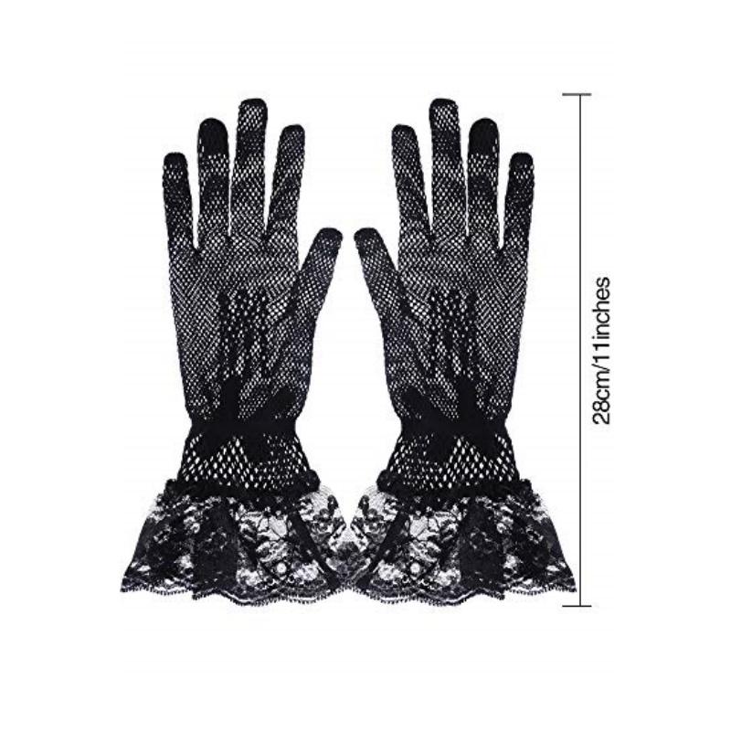 Women Lace Gloves Elegant Short Lace Tea Party Gloves for Women Dinner Party Wedding