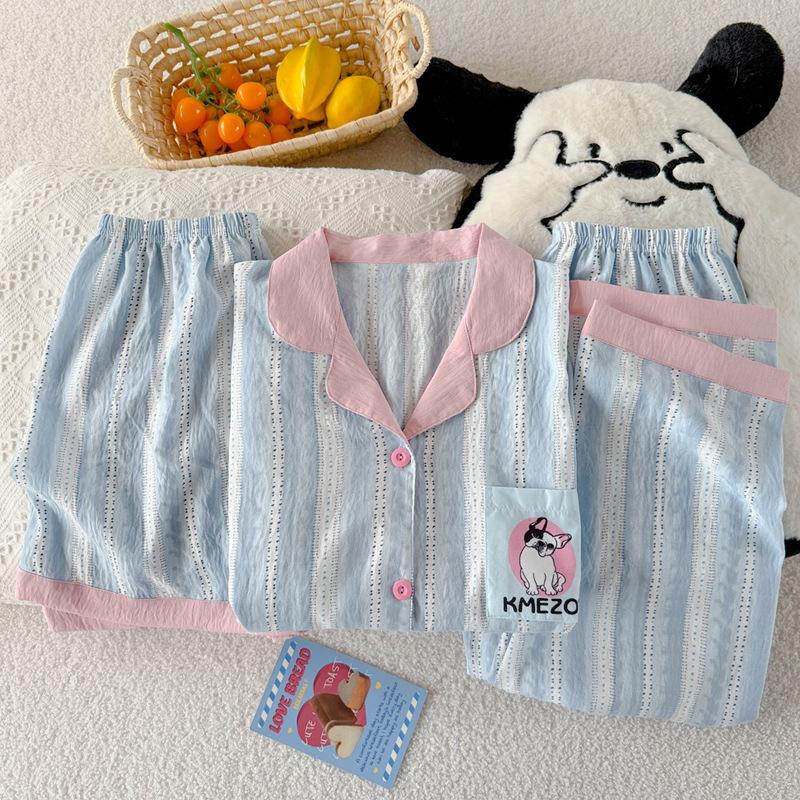 Cloud Cotton Three-Piece Summer Cute Fresh Puppy Short-Sleeved Loose Loungewear Can Be Worn Outside