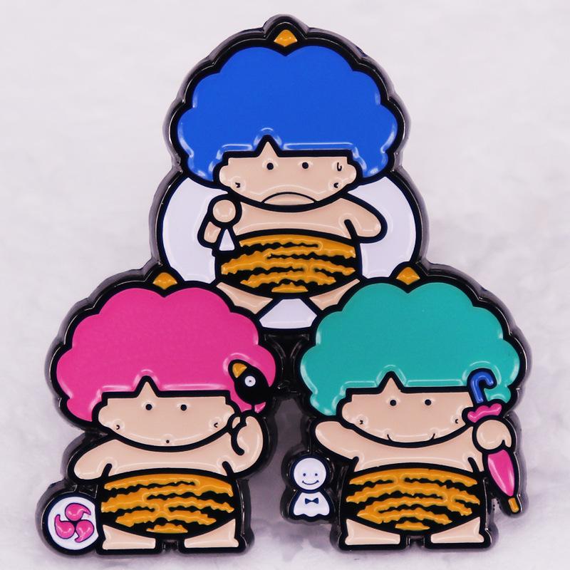 Adorable Pastel Thunder God Trio Brooch Character Badge Gift
