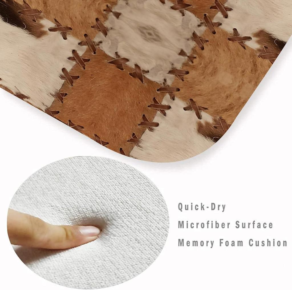 Západní patchwork s potiskem kravské srsti Kuchyňská rohožka Rohožka přede dveře Domácí dekorace Podložka na podlahu do ložnice Protiskluzová podložka pod nohy do koupelny Domácí dekorace