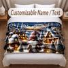 Christmas Theme Soft Blanket Personalized Custom Name Text Print Warm Blanket Home Sofa Bedroom Decor