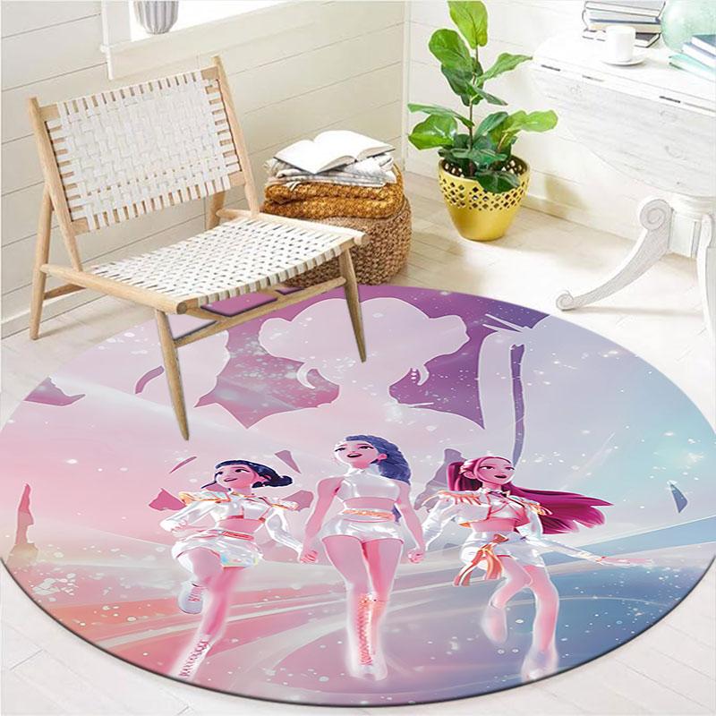 Kpopdemonhunters Runder Teppich, Teppich für Wohnzimmer, Schlafzimmer, Sofa, Spielzimmer Dekor, Rutschfeste Fußmatte