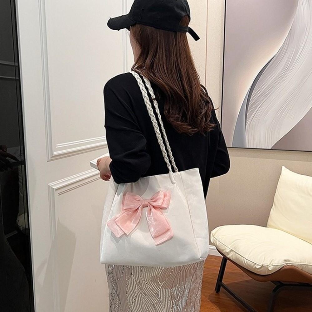 Soft Bow Shoulder Bag Large Capacity Casual Handheld Bag Women's Shoulder Bag  Casual Wear