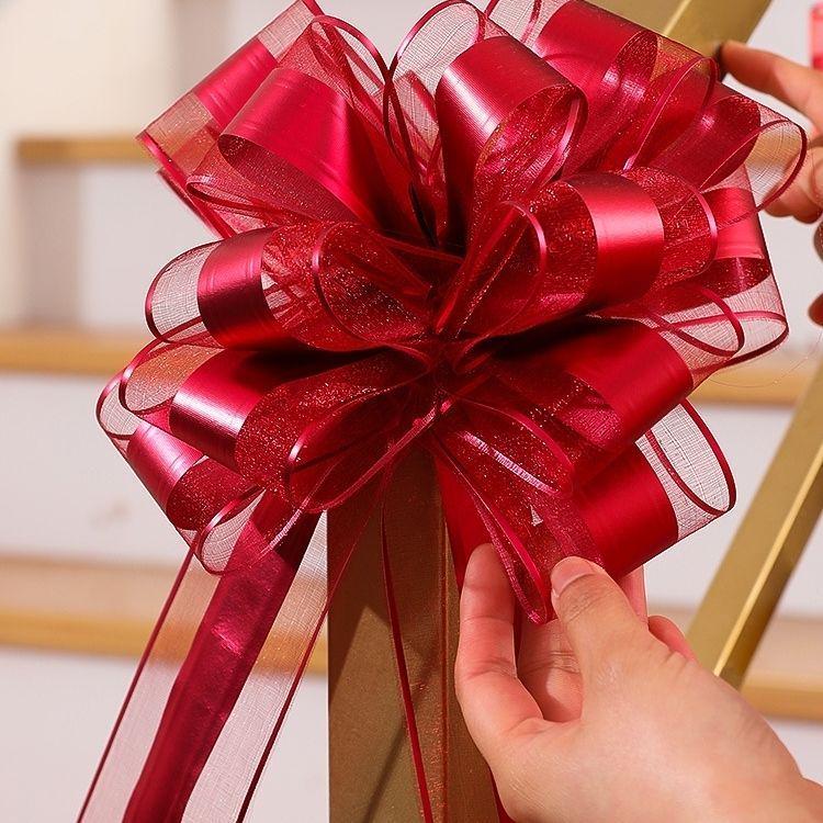 Shiny Double-Sided Red Ribbon Bow for Weddings, Gifts, and Events