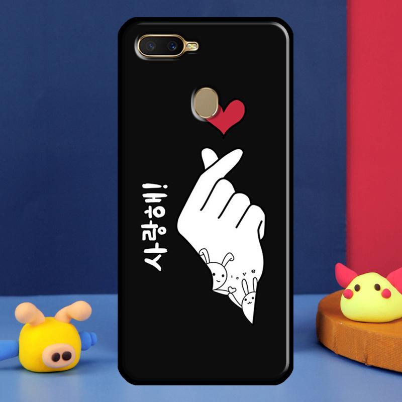 Kpop Finger Heart Case For Oppo A96 A76 A16 A74 A94 A54 S A57 A77 A58 A78 A98 A5 A9 A91 A15 A17 A52 A72 Cover