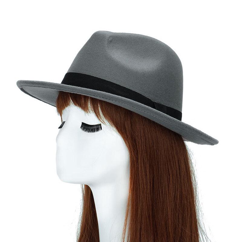 ZHENYUEQI Unisex Autumn/Winter Wide-Brim Felt Fedora Hat