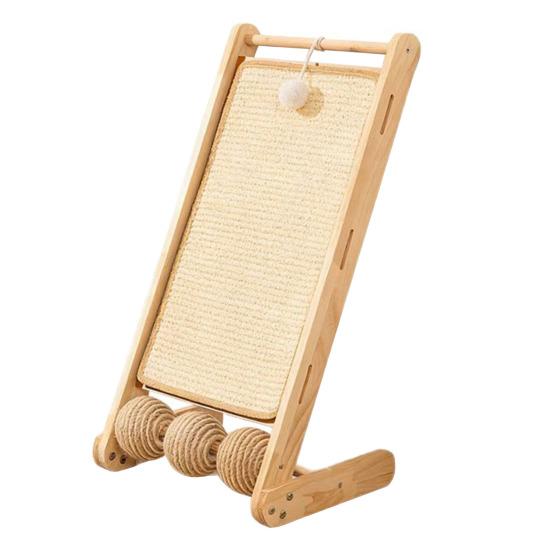 Angled Cat Scratcher Sisal Cat Scratch Ramp Tilted Cat Scratching Board with Toy Balls for Indoor Cats Kitties Home Furniture Protection