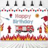 Sfondo a Tema Pompieri e Camion dei Pompieri Cartoni Animati Decorazioni Compleanno Ragazzo Fiamme Rosse Articoli per Feste Sfondo Fotografico