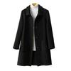 Women Single Breasted Pea Coat Mid Length Wool Blend Trench Coat Notch Lapel