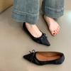 2026 Spring Pointed Toe Women Commute Flats Concise Shallow Slip On Ladies Shoes Soft Sole Butterfly-knot Eelgant Dress Shoes
