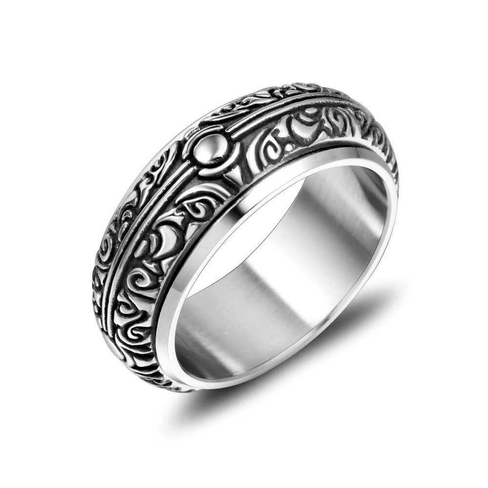 

JMXD-ring Мужское, персонализированное классическое кольцо из титановой стали, ретро-позолоченное двухцветное кольцо из нержавеющей стали A1049 Meiwei 13 yards