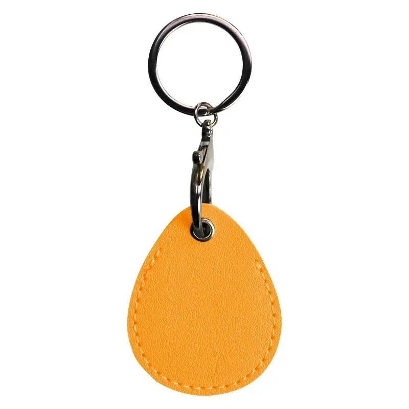 Leather Card Holder Keychain Key Ring Door Lock Access Tags ID Card Case Keychain Access Card Bag Key Tag Ring