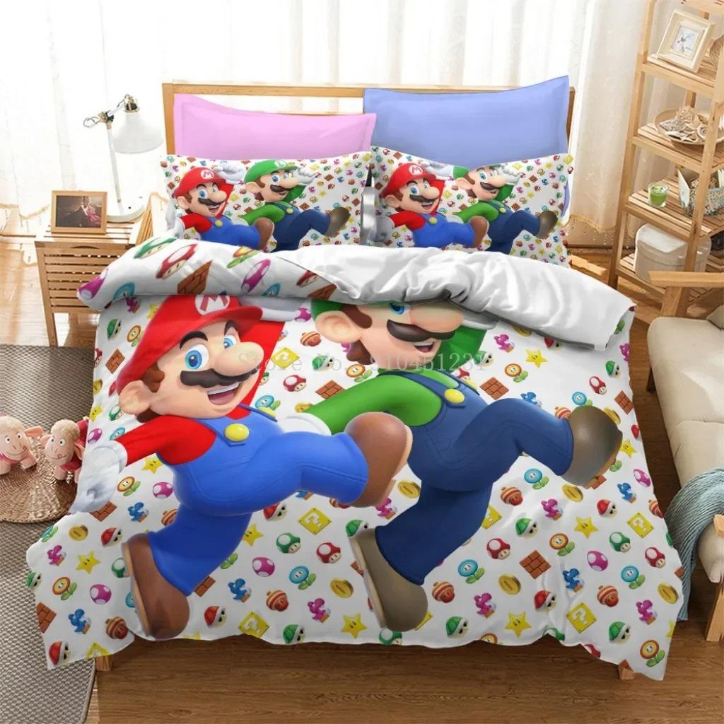 Super Mario Duvet Cover Set Comfortable and Warm Bedding Set for Decorating Your Bedroom and Enhancing Home Life for Teens Gifts