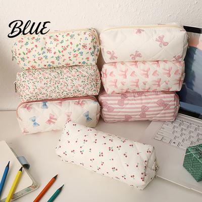 Flat Bottom Pencil Holder Bow/Floral Case Large Capacity Pouch Waterproof Stationery Cute Case Perfect Gift for Students Kids And Friends