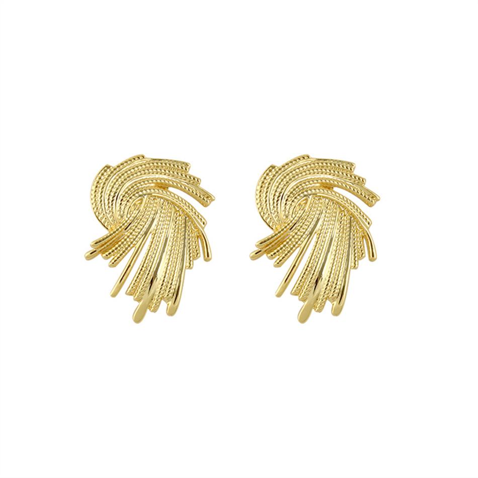 Gold Color Metal Weaving Wing Stud Earrings for Female Fashion Sweet Geometry Wedding Jewelry Romantic Valentine's Day Gift
