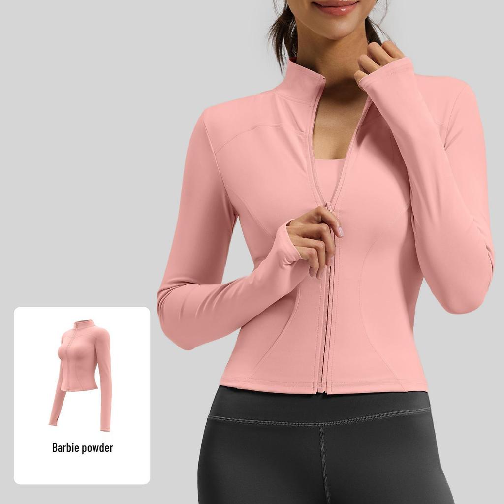 Women's Juyitang Stand-up Collar Yoga Jacket for Running & Cycling - Slimming, Elastic Fitness Top