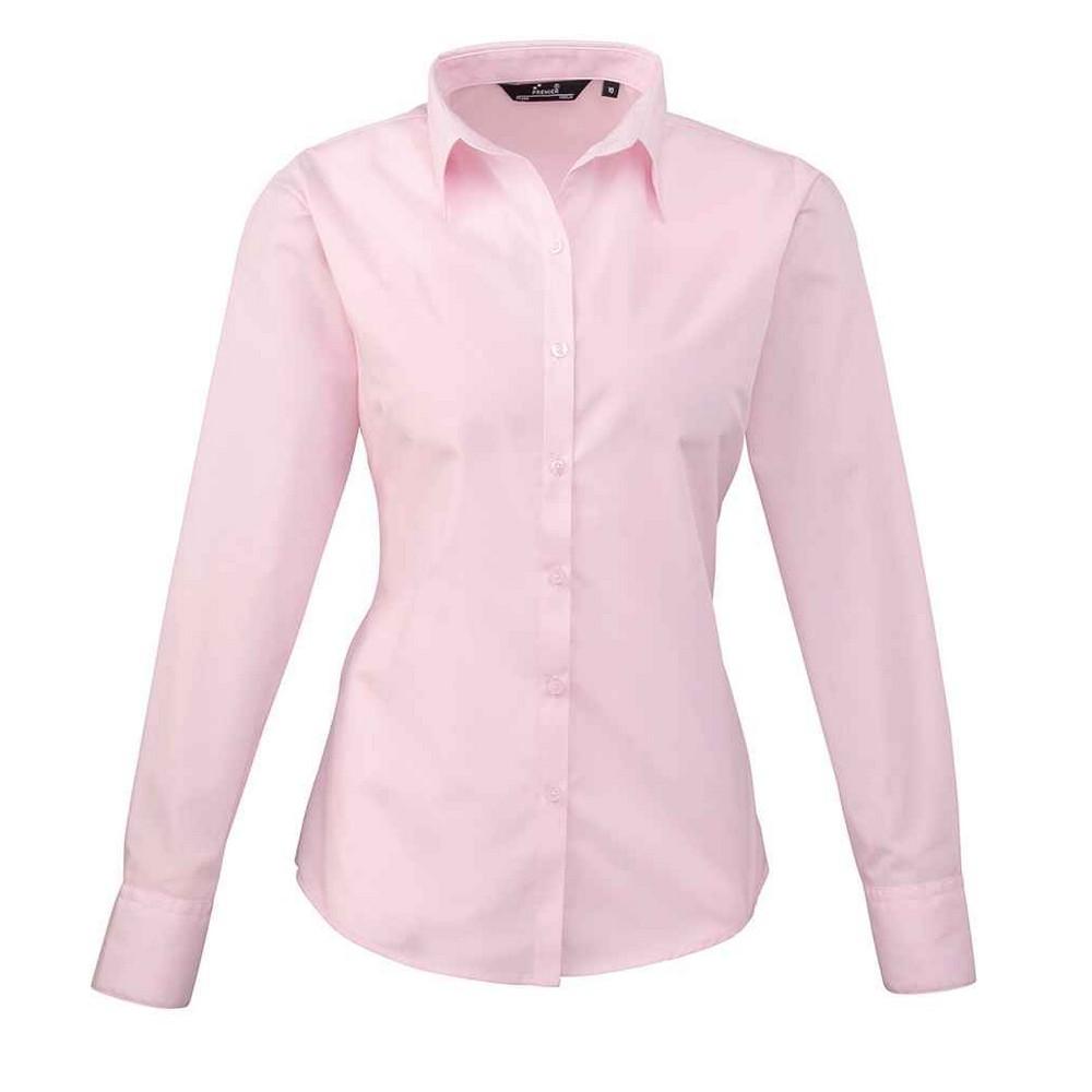 Premier Womens/Ladies Poplin Long-Sleeved Blouse