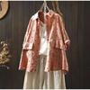 2025 Women's Cotton Linen Polka Dot Shirt - Short Sleeve, Loose Fit, Plus Size, Artistic Casual Summer Jacket