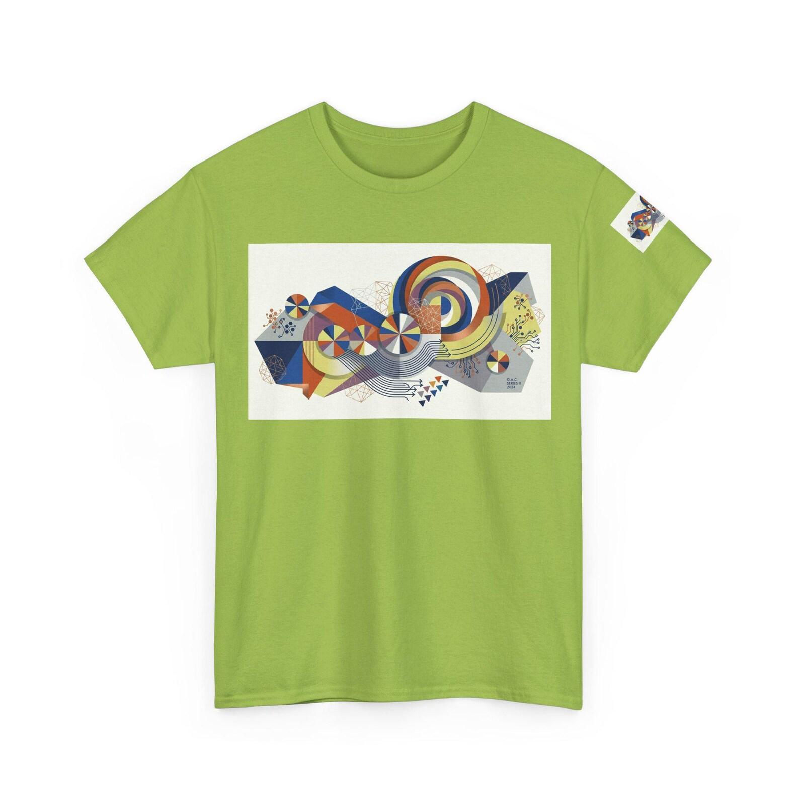 Abstract Geometric Spiral Tee | Colorful Modern Art Shirt S