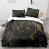 Black Gold Metallic Marble Duvet Cover Set Queen/King/Full/Twin Size Foil Print Glitter Bedding Set for Teen Boy Girls Men Women