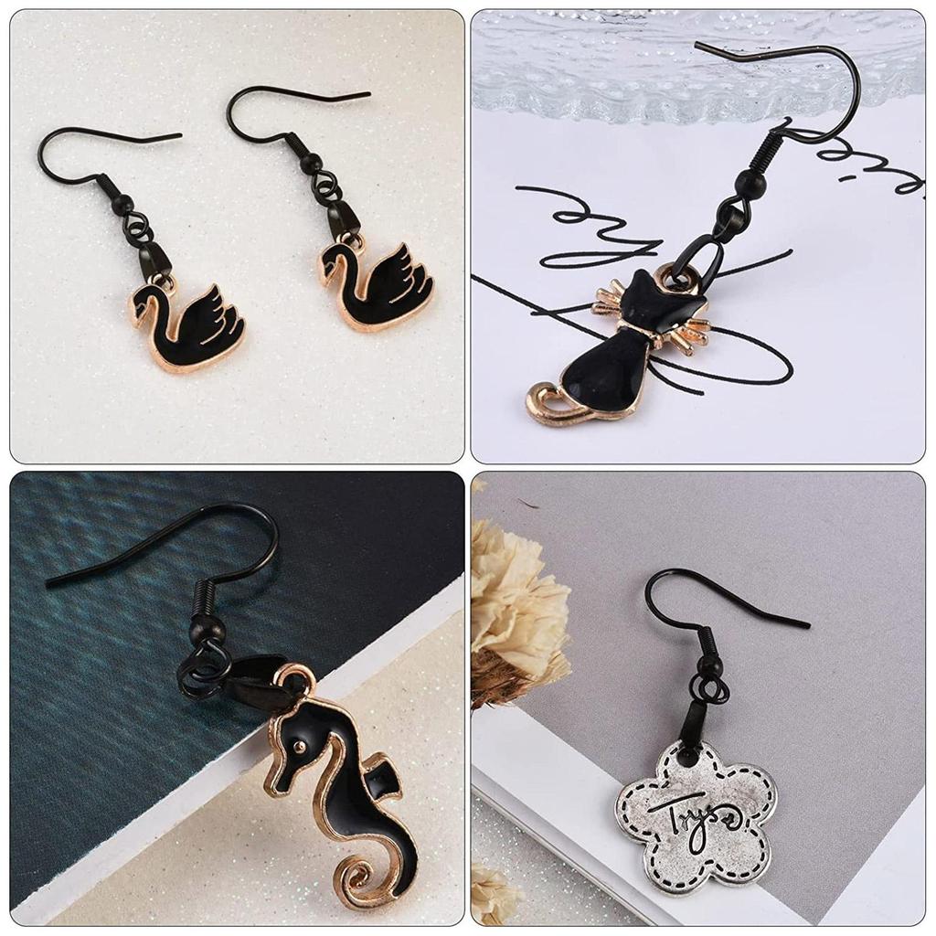100 Pcs Earring Hooks Wire Buckle Fish Hooks Pendant Connectors Clip Clasps Earplugs for DIY Jewelry Making Crafts