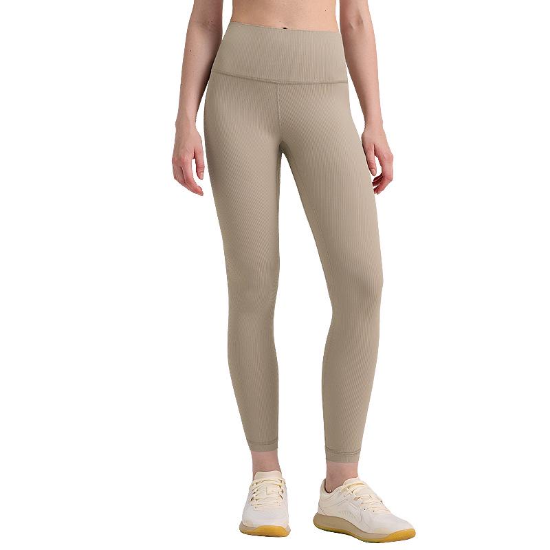 Ribbed 24" Women's Yoga Pants - Hip Lift, Breathable, Quick-Dry, Running & Tummy Control Leggings.