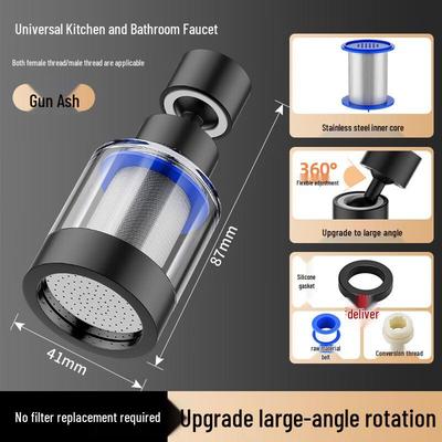 Beizu universeel draaibaar kraanwaterfilter met roestvrijstalen filterelement, antracietgrijs