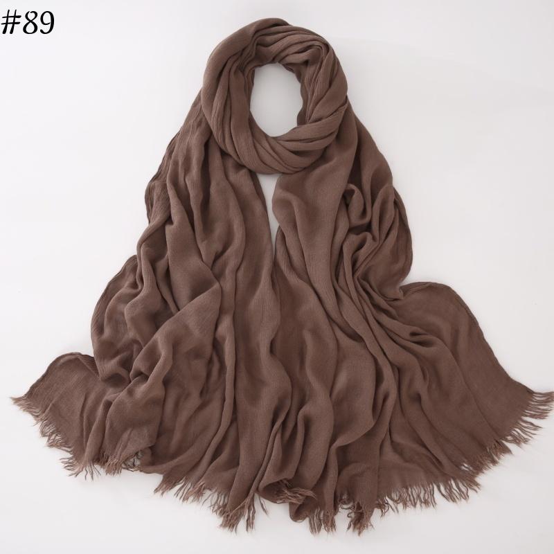 95 Colors Soft Cotton Viscose Scarf Rayon Material Muslim Hijab Mid Eastern Plain Solid Color Headscarf With Tassel