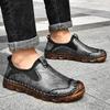 Handmade Big Size Men Casual Shoes Comfortable Non Slip Soft Soled Slip On Flat Loafers Moccasins for Daily Walking Driving Outdoor Wear