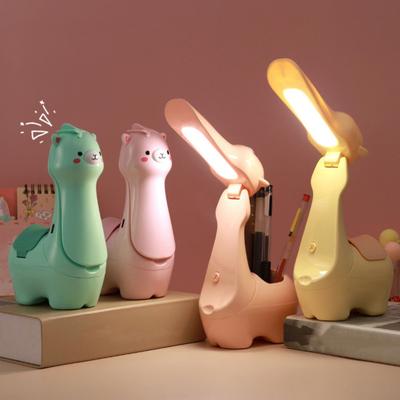 Alpaca Small Table Lamp LED Soft Light Adjustable Brightness USB Powered Folding Design Portable Desk Lamp with Pen Holder