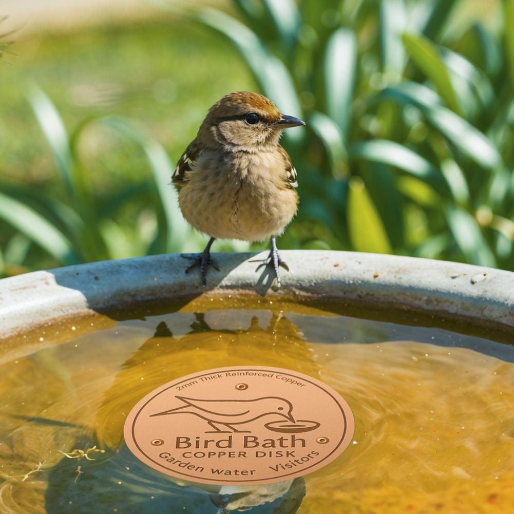 Bird Bath Copper Disk Triple-Point Support Copper Bird Bath Purification Disk Copper Water Cleaner for Outdoor Birdbaths Bowl