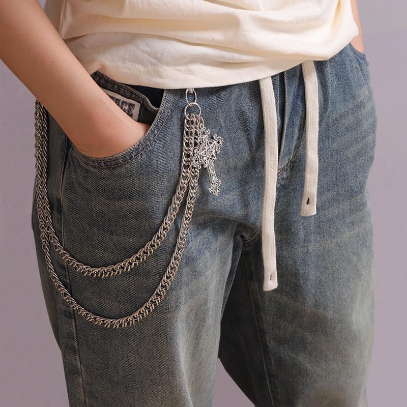 

Fashion Punk Metal Pants Chain Hip Hop Waist Chain Cross Pendant Jeans Chain For Men Women Accessories Gifts