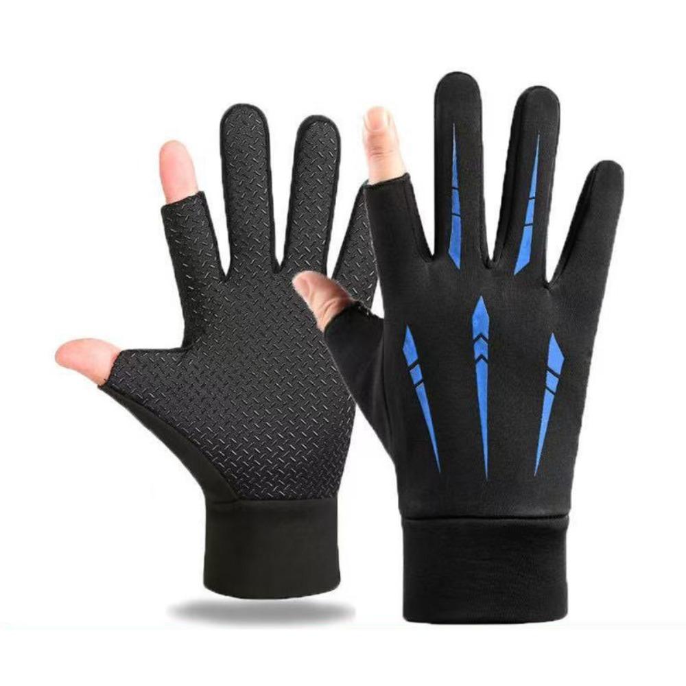 

Waterproof Winter Cycling Gloves Warm TouchScreen Mittens Full Finger Gloves Riding Equipment Blue Two Finger