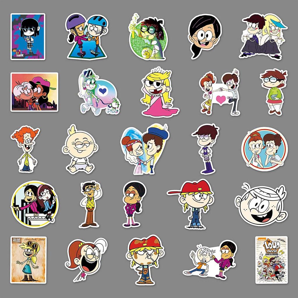 50 Adesivi Decorativi Creativi per Laptop e Valigie, Cartoni Animati Rumorosi, Famiglia, Doodle