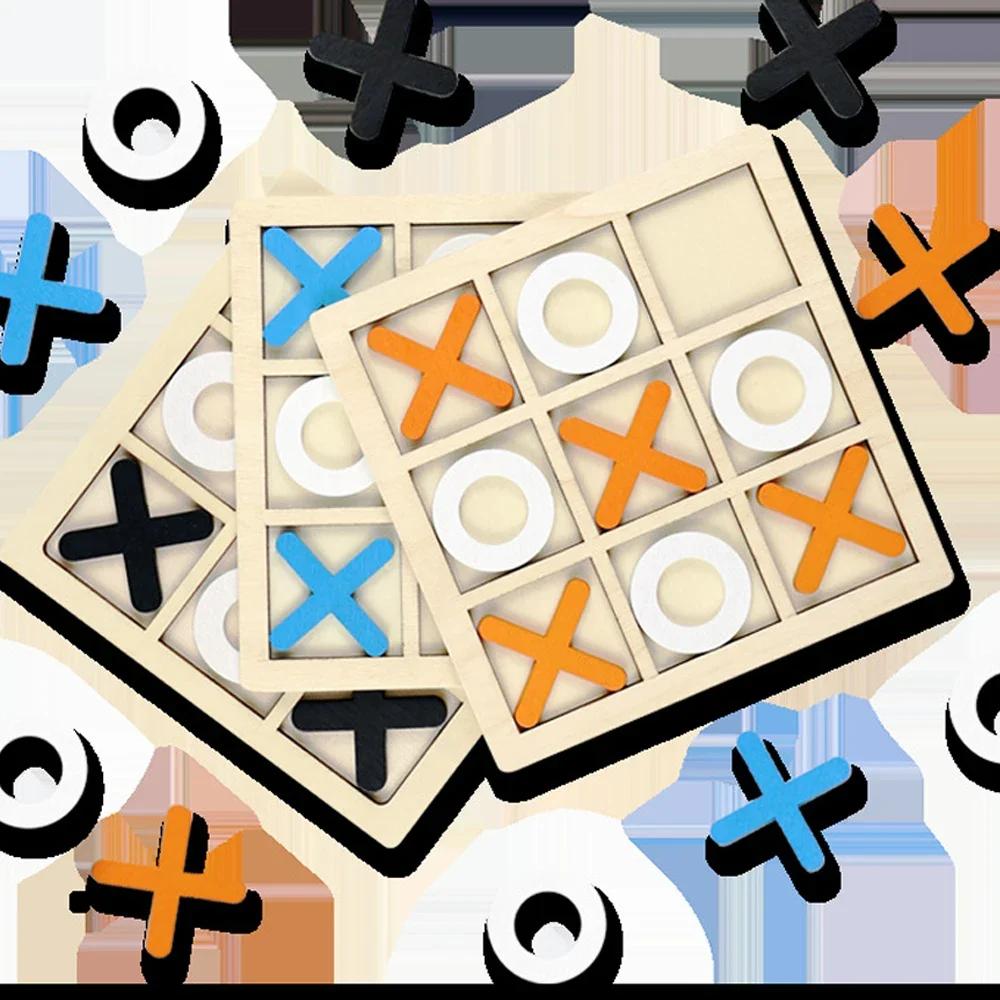 Trä XO Tic Tac Toe-spel Minischackbräde Interaktion Pusselträning Montessori pedagogiska leksaker Present för barn Pojke Flicka