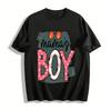 Mama's Boy Heart Print Casual Short Sleeve T-shirt For Boys Pure Cotton T-shirt