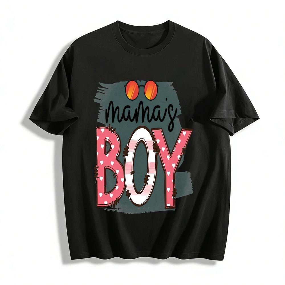 

Mama s Boy Heart Print Casual Short Sleeve T-shirt For Boys Pure cotton T-shirt XXS